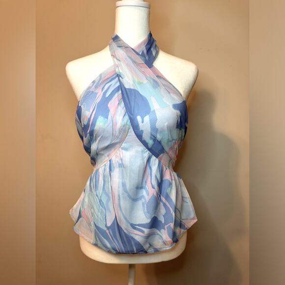 French Connection Dalla Verona Smocked Halter Top - Size 2 - Picture 3 of 8